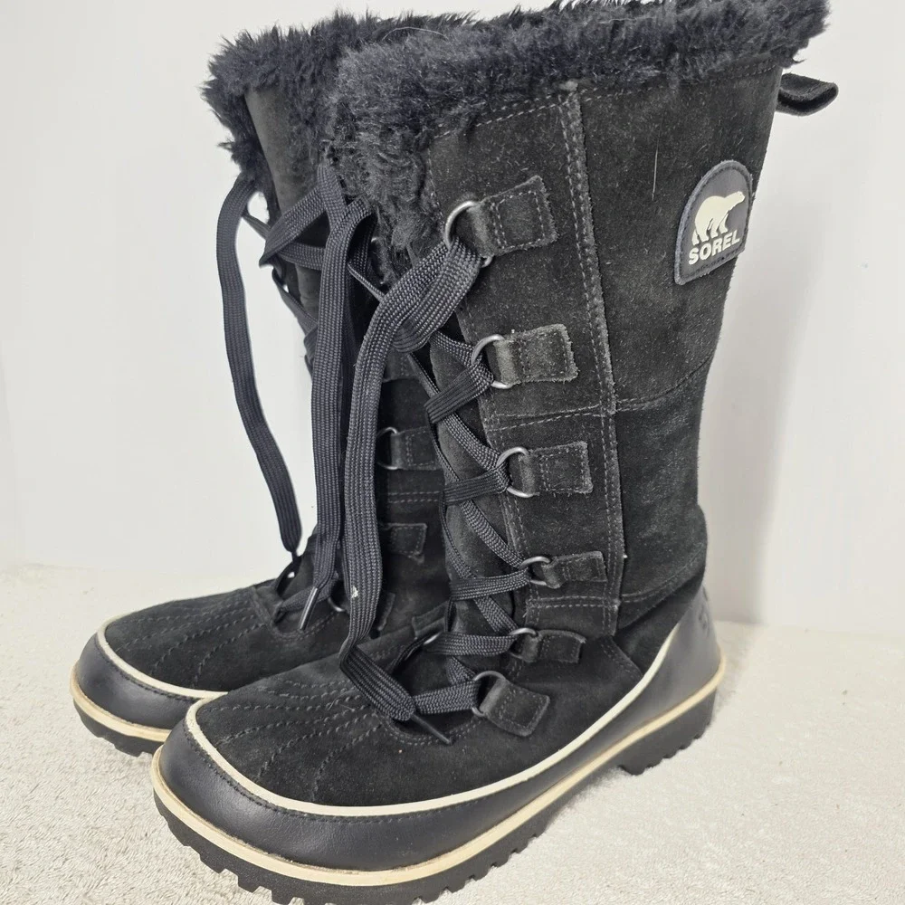 Sorel Tivoli High II Waterproof Leather Winter Boot SZ 8 Women Black NL2093-010